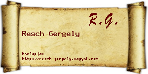 Resch Gergely névjegykártya